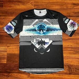 Imaginary Foundation Funky Galaxy Space Moon Graphic T Shirt Mens Size Small